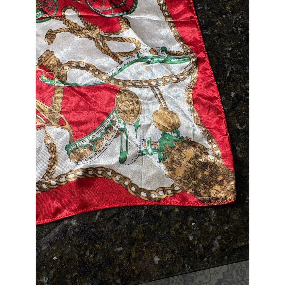 Unbranded Scarf Womens 21x21 Multicolor Square Equestrian Carriage Chain - Picture 6 of 6